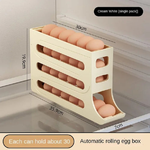 30-Egg Rolling Refrigerator Organizer | Auto-Scroll Egg Holder & Storage Rack